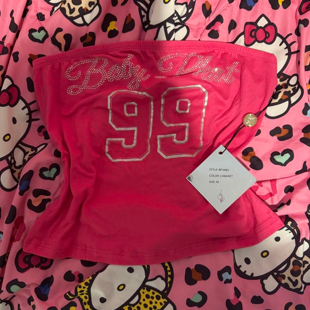 Baby Phat pink rhinestone baby doll top, front