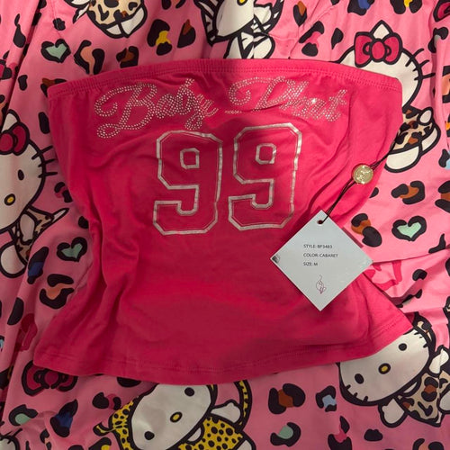 Baby Phat pink rhinestone baby doll top, front