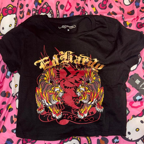 Ed Hardy black tiger tee, front